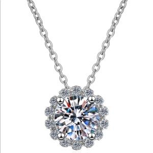 GRA Certificate Sterling Silver 3.0ct Moissanite Flower Dainty Necklace